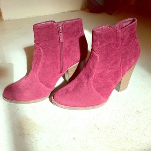 Red suede booties